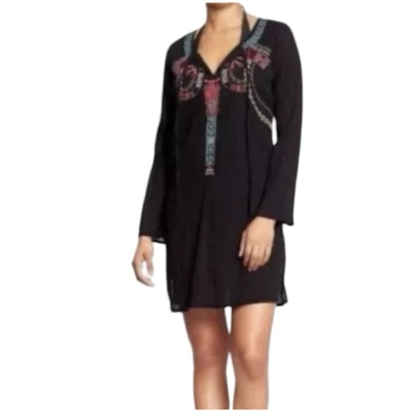 Old Navy Womens Black Embroidered Peasant Swimsuit Cover Up - Picture 1 of 7